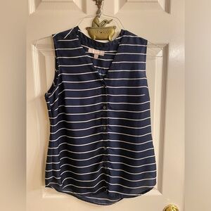 Banana Republic Navy Blue Stripes Top Sleeveless Blouse